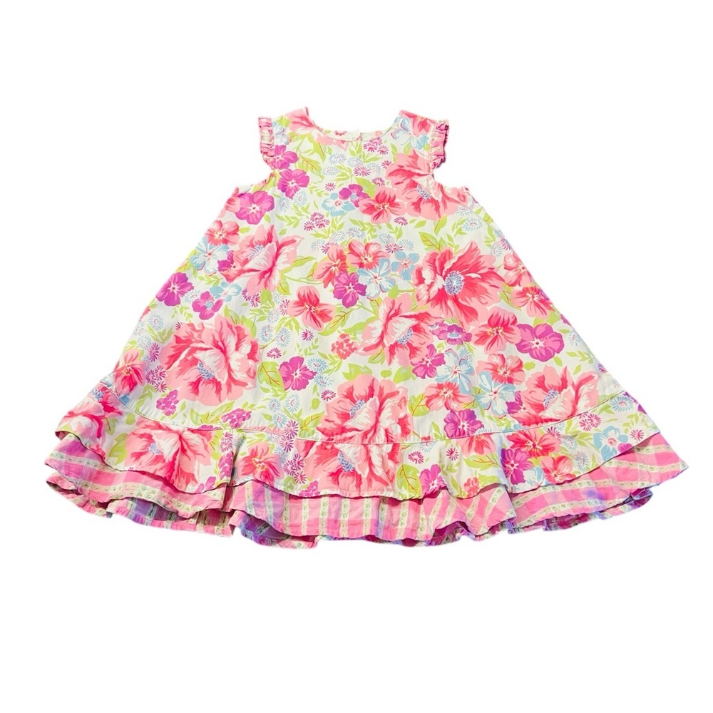 B. Lulu Pink And Green Floral Kids Dress Size 5